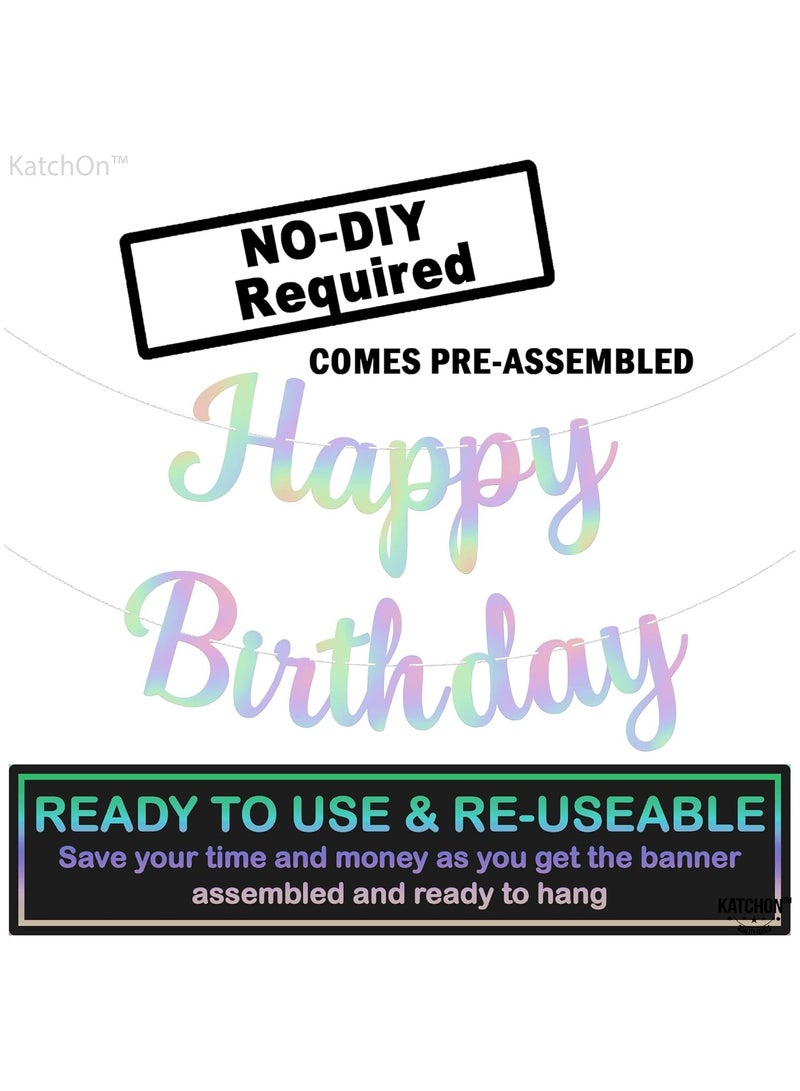 KATCHON Holographic Happy Birthday Banner For Happy Birthday Decorations | Unicorn Birthday Decorations - Image 2